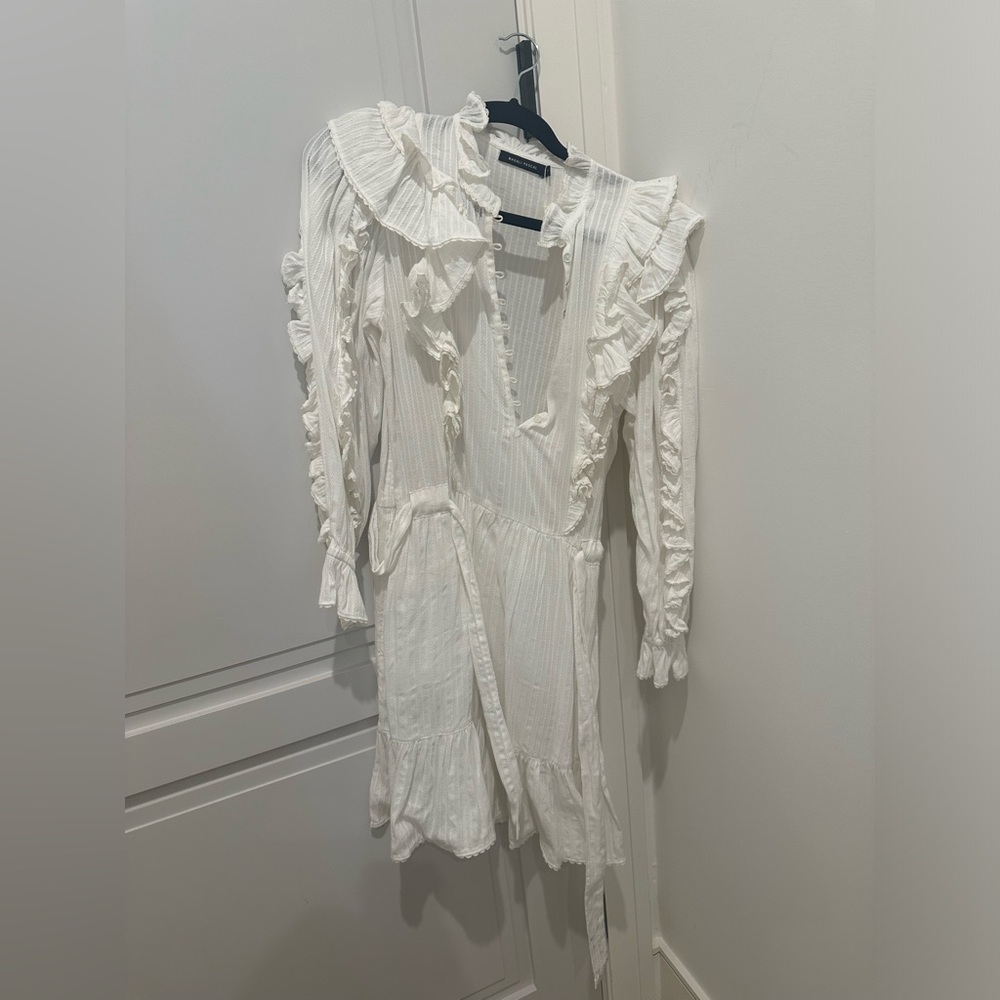 Magali Pascal Ruffled White Midi Dress